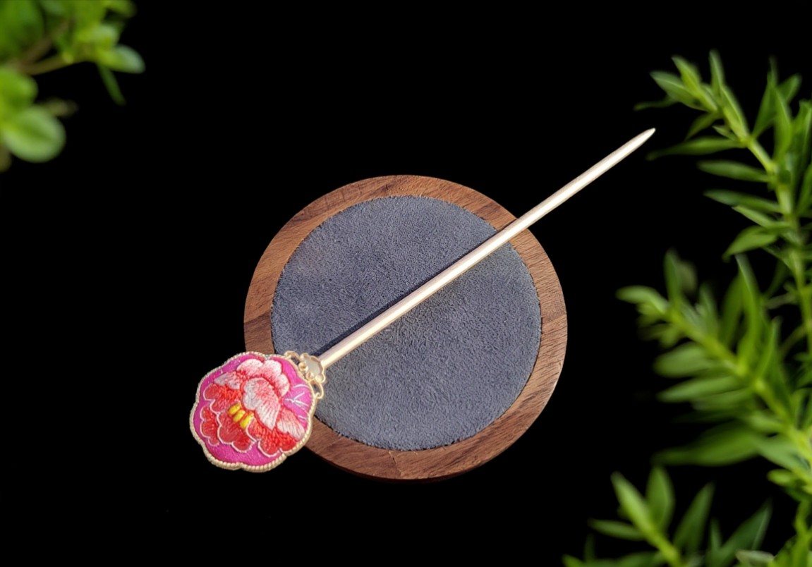東方刺繡髮簪